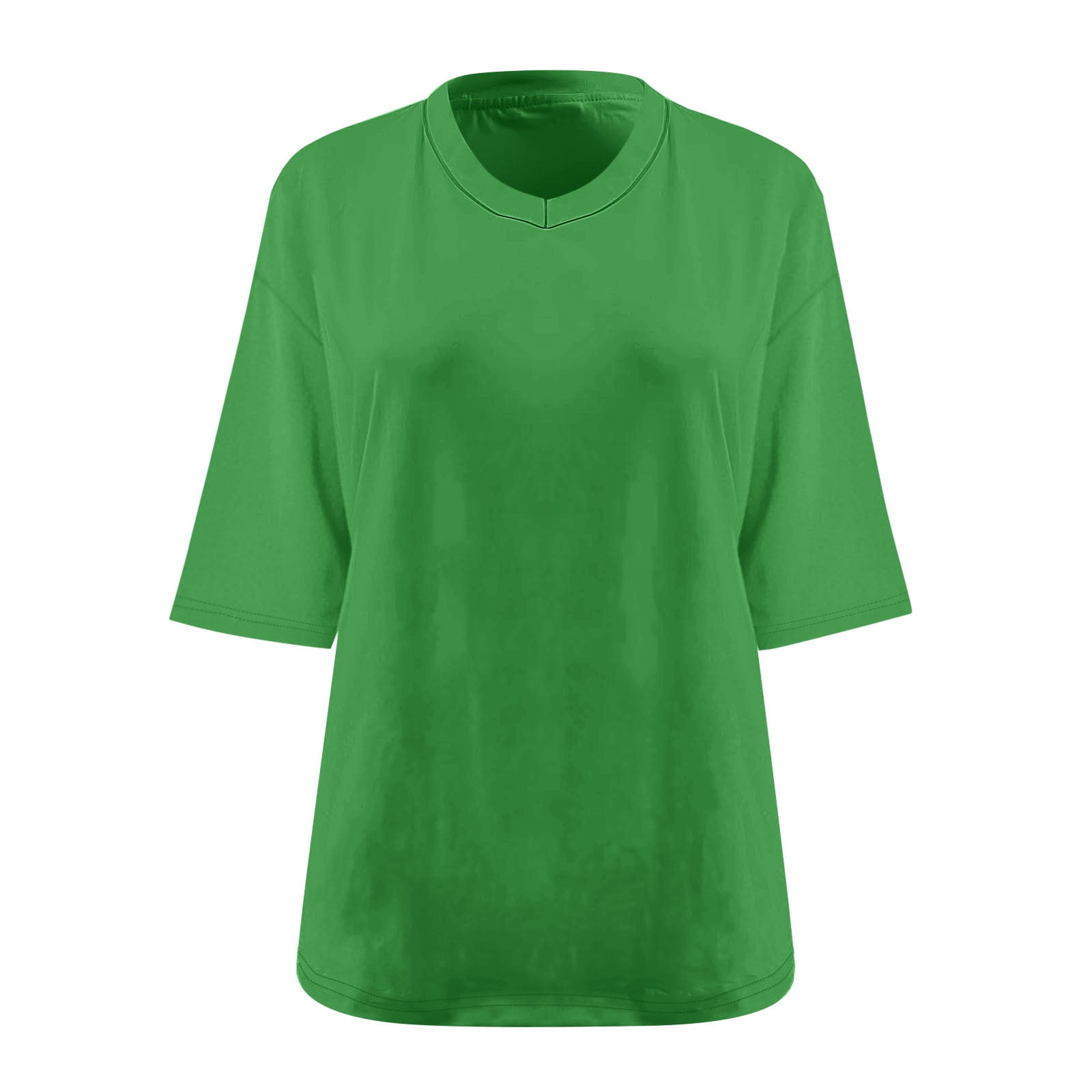 3/4 Sleeve Tops for Women Plus Size XL-5X V Neck T Shirts Womens Casual Solid Color Loose Pullover Breathable Basic Athletic Workout Tees Top