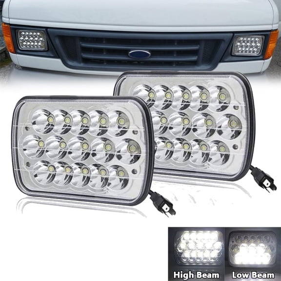 Pair 7x6" 5x7 LED Headlight HI-LO Fit for Chevy S10 Sonoma Express 1500 Ford E-250
