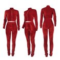 thumbnail image 3 of Gibobby Conjunto de sudadera para mujer Traje pantalón de chándal de terciopelo con cintura expuesta informal y elegante para mujer(Rojo,G), 3 of 4