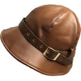 thumbnail image 6 of CoCopeaunts Leather Bucket Hat for Women Autumn Winter Outdoor Lady Girl Fashion Fisherman Hat with Buckle Belt Bowler Cap, 6 of 8