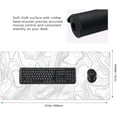 thumbnail image 2 of Topographic Map Minimalist Gaming Mouse Pad Desk Mat XXL 35.4×15.7 Inch White Lines Contour Geographic Extended Mousepad 40X90cm with Non-Slip Rubber Base Stitched Edge for Gamer Office Home Work, 2 of 6