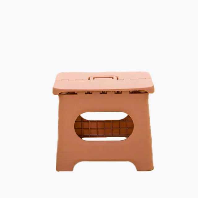 9” Folding Step Stool, Non-Slip Textured Grip Surface, Foldable Space Saving Design, Carrying Handle, Holds Up to 300 Pounds(Pink)