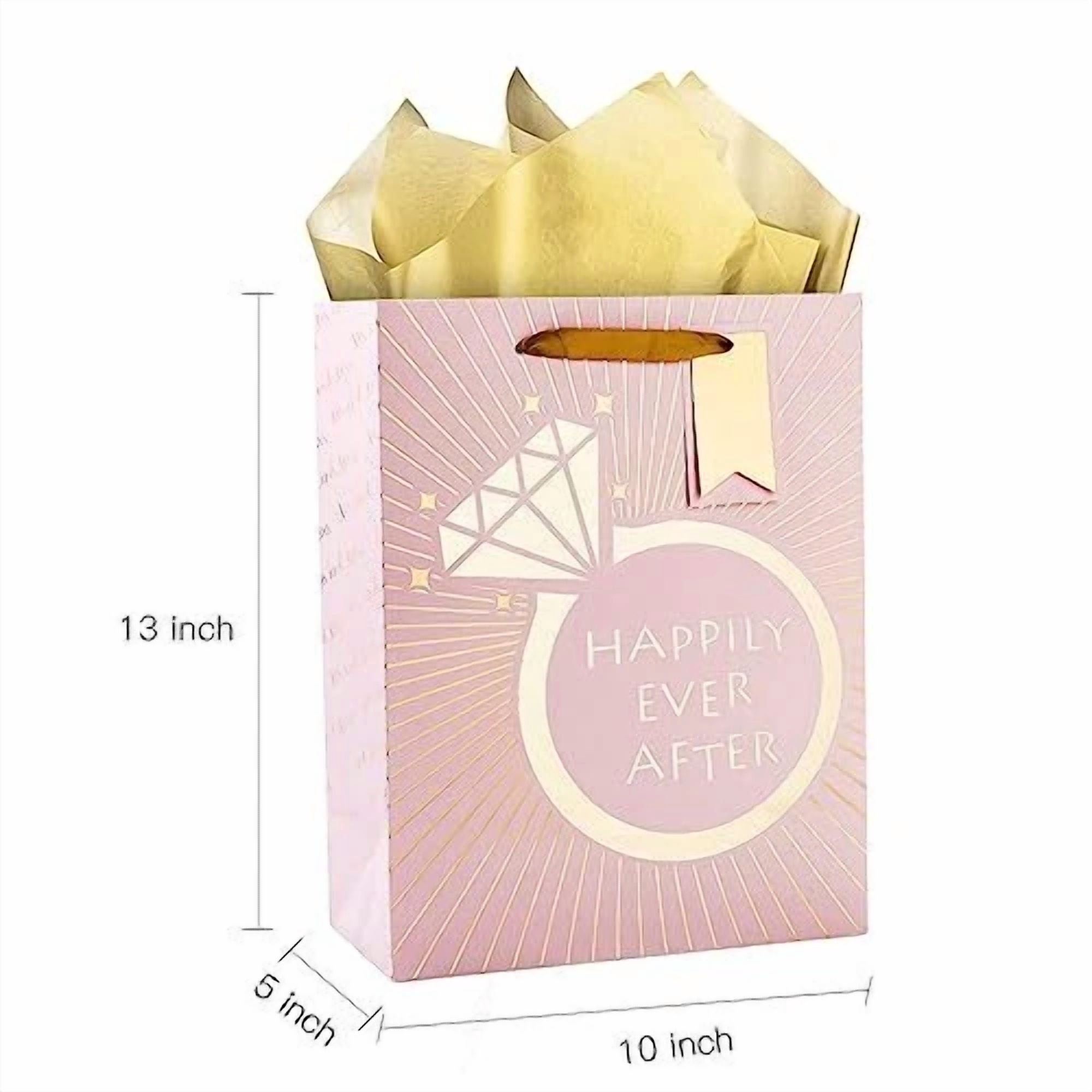 BUTTERFLY- Wedding Gift Bag With Tissue Paper, Gift Tag And Greeting Wedding Ring/Pink