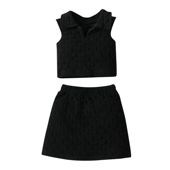 MEZZALL Toddler Kids Baby Girls Sleeveless T-Shirt Tshirts Tops Skirts 2PCS Princess Outfits Clothes Set Cozy Dailywear, Black, 3-4 Years