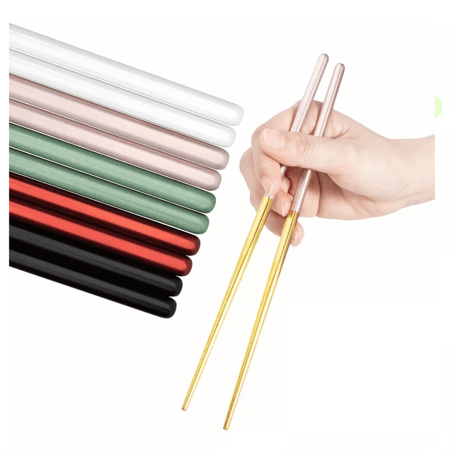 Palillos Chinos De Acero Inoxidable, 5 Pares, Multicolor