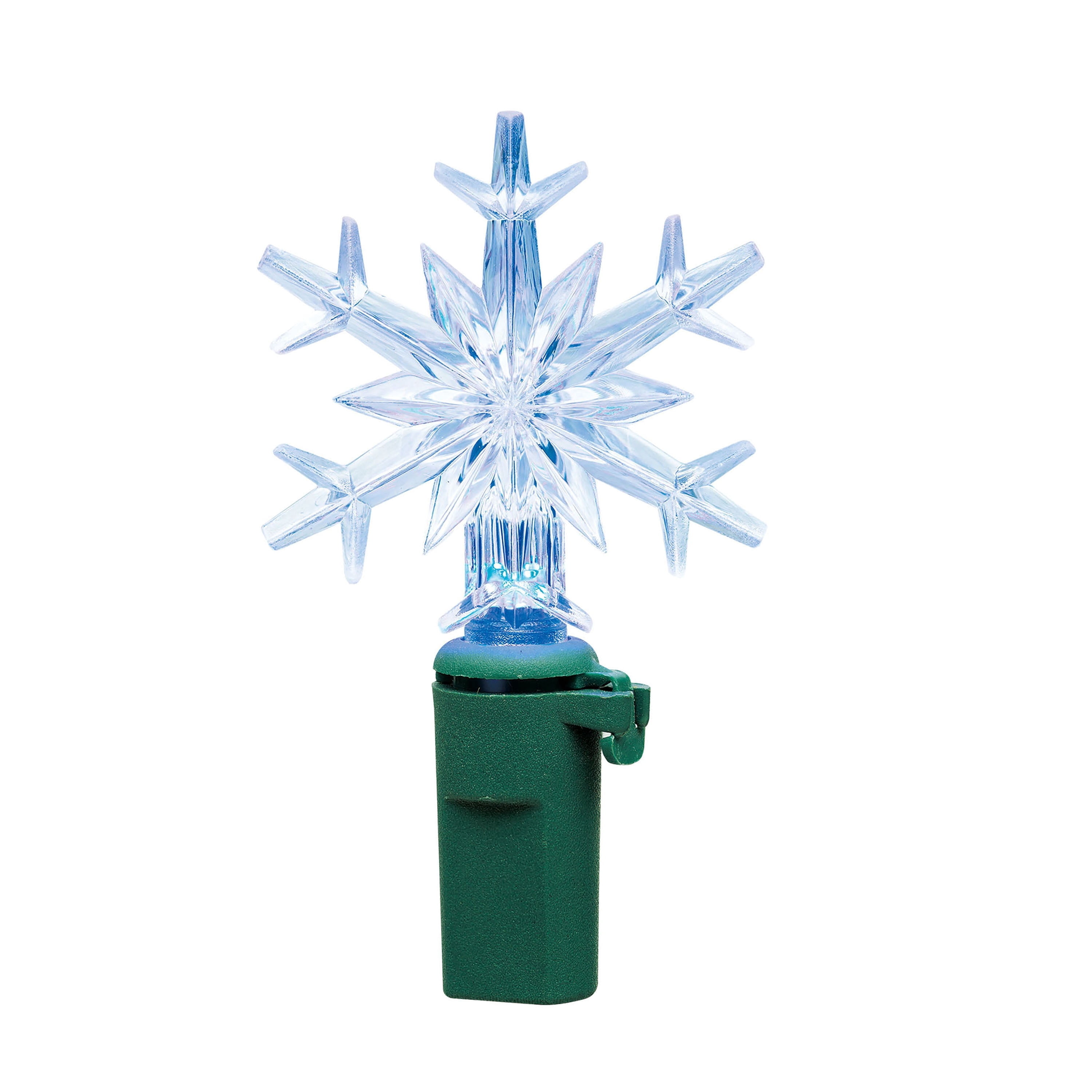 Indoor 20-Count Battery-Operated LED 3-Function Color-Changing Snowflake Christmas String Lights, Cool White to Blue, Green Wire, 8', by Holiday Time