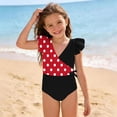 thumbnail image 7 of yoeyez Toddler Kids Swimsuit Girl Cute Ruffle Strap Bathing Suit Polka Dots One Piece Swimsuits Color Block Padded Tummy Control Swimwear 7-16Y, 7 of 7