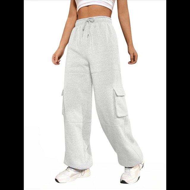 Pantalones Deportivos Cargo para Mujer, Holgados, de Forro , de Pierna , Elásticos, de Cintura Alta, Informales, para Senderismo, para Otoño. XL
