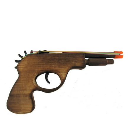 Marshmallow Shooter Toy - Wooden Rubber Band Toy Gun Multi Shot Elastic Wood Revolver Pistol Six Shooter