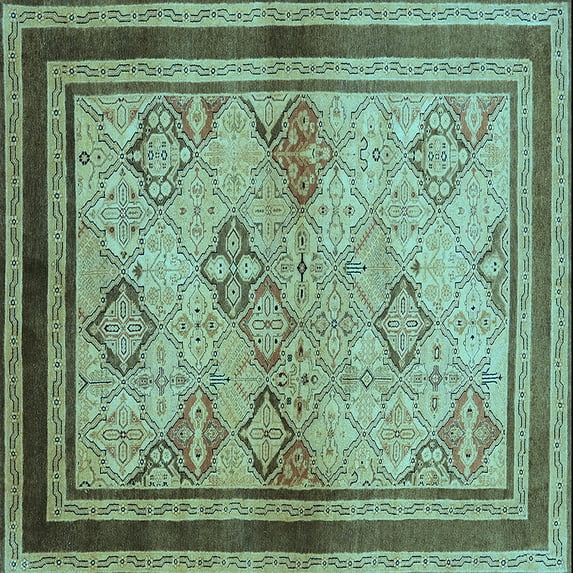 Ahgly Company Indoor Square Oriental Light Blue Traditional Area Rugs, 5' Square