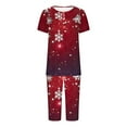 thumbnail image 6 of Tnhcen Soft Festive Women's 2-Piece Pajamas Set Christmas Print Short Sleeve Capri Pants with Pockets Nightwear Lounge Homewear S-3XL, 6 of 7