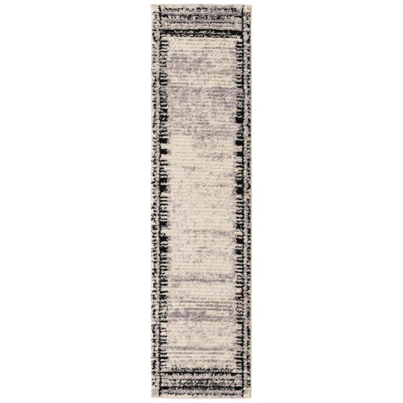 Rugs.Com Tagine Collection Rug – 8 Ft Runner Black And White Medium-Pile Rug Perfect For Living Rooms, Kitchens, Entryways