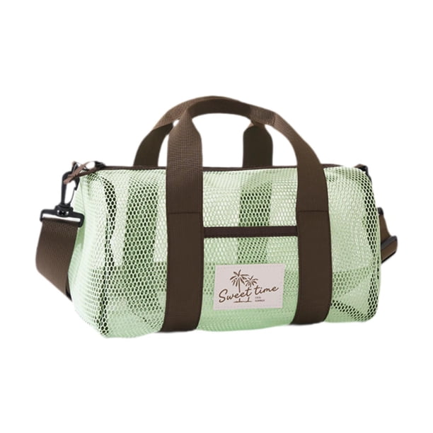 Bolsas de playa de malla, bolso de mano plegable de malla moderno para juguetes, toallas de viaje, piscina y familia. Verde