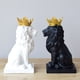 thumbnail image 3 of Kearding Los artes hechos a mano de la estatua del león de oro de la con mano de obra artística agregan encanto a la animal Decoración del hogar negro, 3 of 6