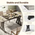 thumbnail image 4 of Bestier 70" Rectangular Dining Table for 6-8 People, Modern Farmhouse Kitchen Table with Sturdy Metal Legs, Large Industrial Wood Table for Family Gatherings, Party & Banquet, Grey, 4 of 8