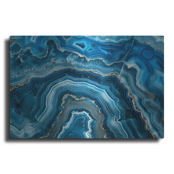 Luxe Metal Art 'Blue Mineral' by Svetlana Aleynikova Metal Wall Art, 24" x 16"