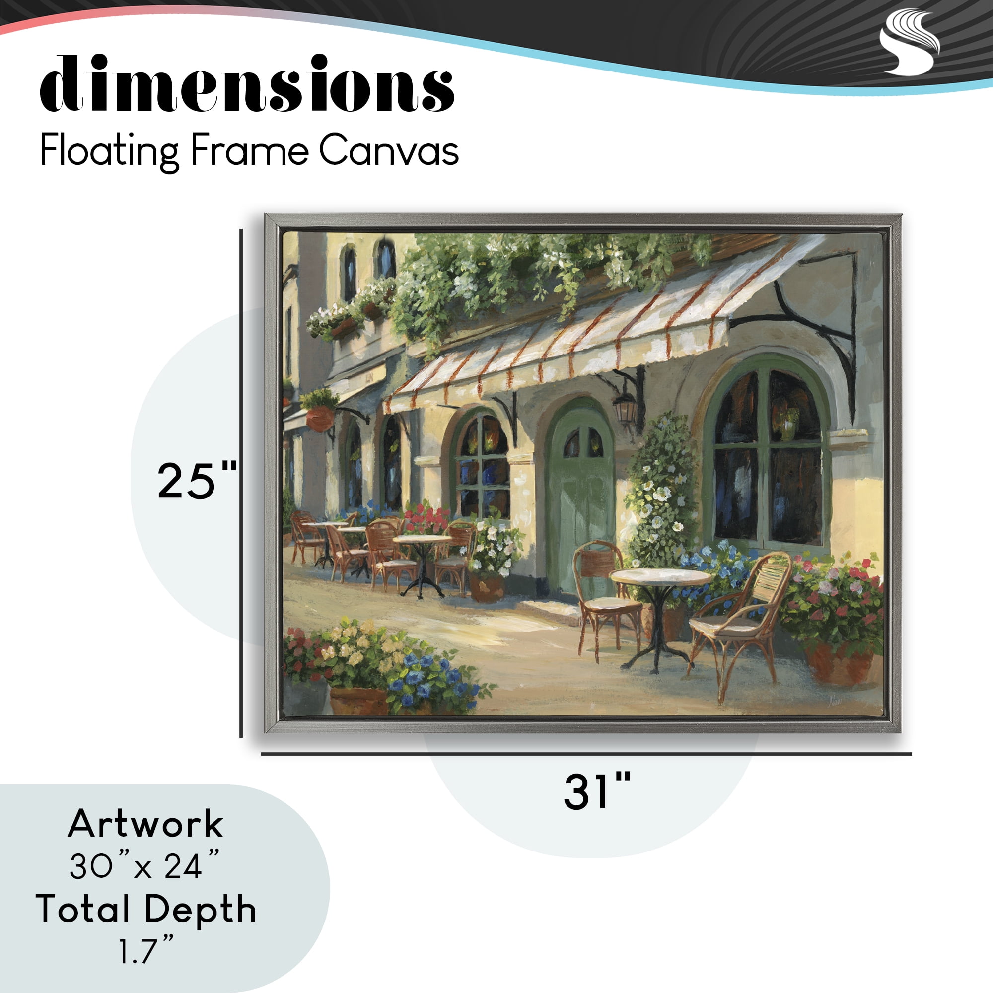 Stupell Industries Cozy Cafe Sunlit Patio Gray Framed Floater Canvas Wall Art, design by Nan