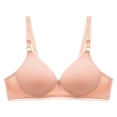 thumbnail image 2 of Kcodviy Women Lace Back Button Womens Wireless Bra Shaping Cup Adjustable Shoulder Running one Shoulder Sports Bra Strap Large Size Underwire Big Bra, 2 of 6