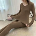 thumbnail image 5 of Tweang Thermal Base Layer Women Long Underwear Thermal Set Long Johns Women Slim Fit Thermal Long Johns Thermal Undershirt for Women Thermals for Women Coffee One Size, 5 of 6