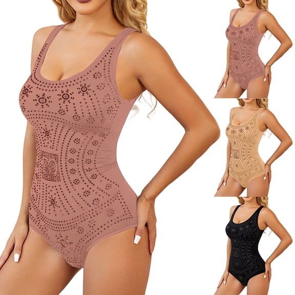 Women’s Backless Shapewear Bodysuit – Sleeveless Tummy Control Thong Bodysuit Shapewear Snap Bodysuit Tummy Control Butt Lifter Sleeveless Body Shaper Seamless Jumpsuit Beige L
