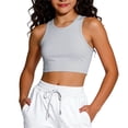 thumbnail image 2 of XINXIAOO Girls Grey Crop Tank Tops Breathable Workout Sleeveless Dance Yoga Athletic Casual Tight Kids 4T, 2 of 4