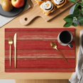thumbnail image 2 of Red Wood Grain Placemats Set of 8, Farmhouse Vintage Wooden Rustic Planks Placemats for Dining Table, Place Mats for Kitchen Tabletop, Waterproof Wipeable Dining Table Mats Set, 2 of 9