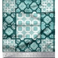 thumbnail image 3 of Soimoi Modal Satin Fabric Check & Quatrefoil Patchwork Print Fabric by the Yard 42 Inch Wide, 3 of 3