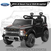 Ford F150 Raptor 24V Ride on Cars for Kids, Extra large Real 2 Seater Ride on Toys with Remote Control, Bluetooth, LED, Truck Storage, Electric Vehicles Ride on Truck for Boys Girls Gifts