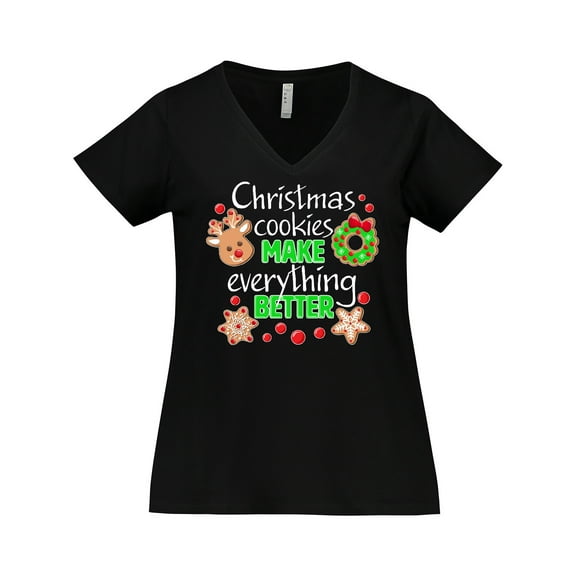 Inktastic Christmas Cookies Make Everything Better Women's Plus Size V-Neck T-Shirt