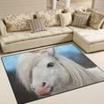 thumbnail image 2 of Coolnut Lightweight Soft Area Rugs, 80 x 58 inch（6'8" x 4'10"） Kitten Sitting On The Head of White Shetland Pony Floor Mat for Kids Playing Room Hardwood Floor Living Room Nursery Rugs, 2 of 6