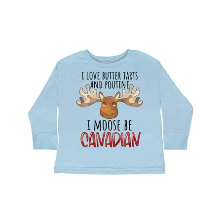 

Inktastic I Love Butter Tarts and Poutine I Moose Be Canadian Pun Gift Toddler Boy or Toddler Girl Long Sleeve T-Shirt