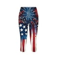 thumbnail image 4 of 4th of July Capris Leggings for Women, Plus Size Summer High Waist Independence Day Yoga Stetchy Cropped Trousers Navy XL, 4 of 5