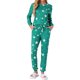 thumbnail image 1 of INSPIRAR CHIC Conjuntos de Pijamas de Manga Larga para Mujeres Sudadera de Punto Impresa con Estrellas 2 Piezas Ropa de Dormir L Verde Estrella, 1 of 5