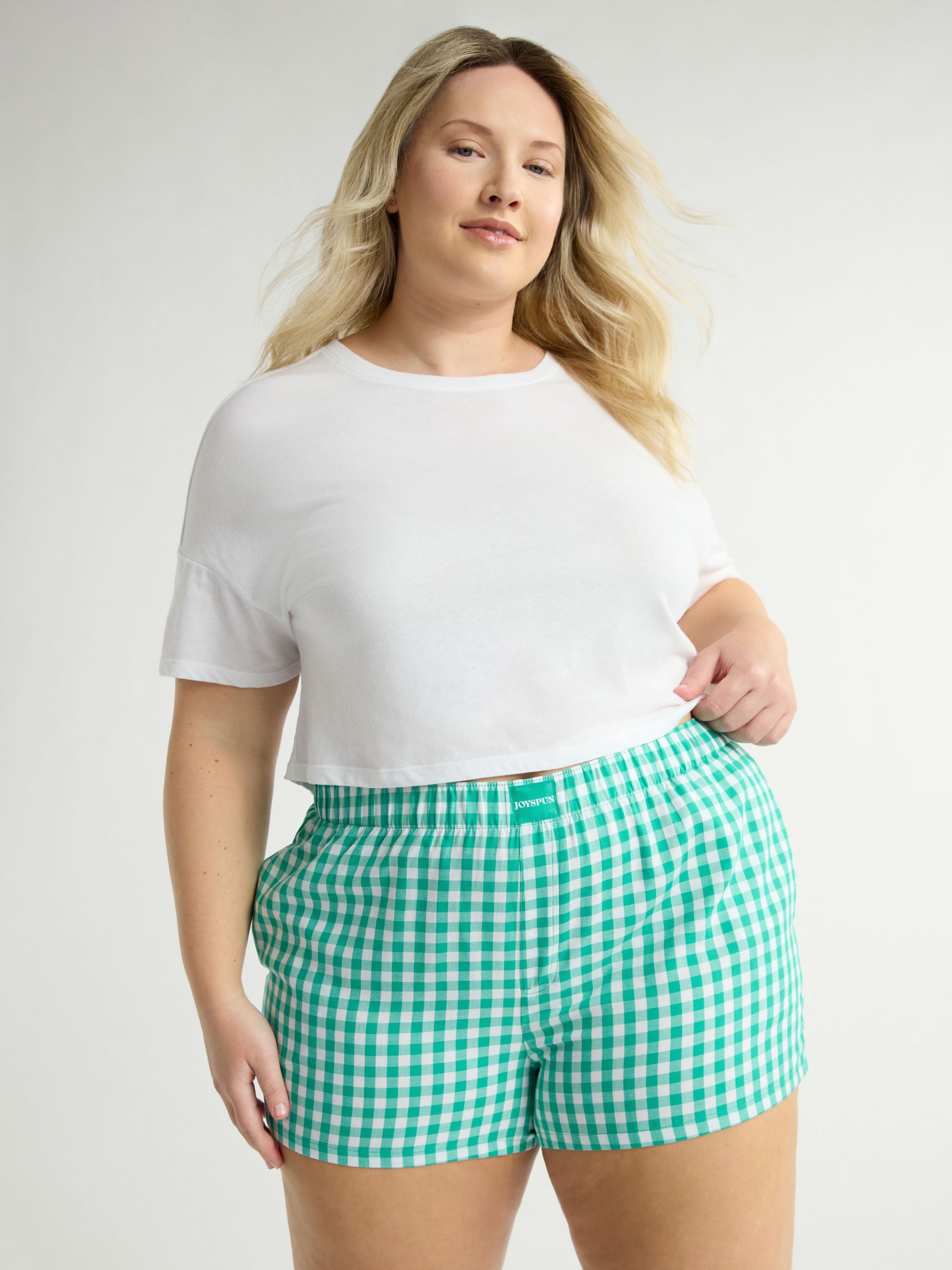 Joyspun Women's Woven Pajama Boxer Shorts, 3'' Inseam, Sizes XS-3X