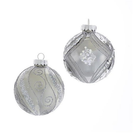 UPC 086131501319 product image for Kurt Adler 80MM Matte and Shiny Silver with Glitter Glass Ball Ornaments  6 Piec | upcitemdb.com