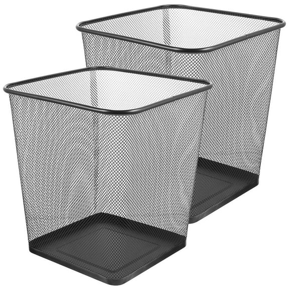 LABRIMP Meshwastebasket Trash Can Black Iron 2Pcs 11.8X10.6X10.6In