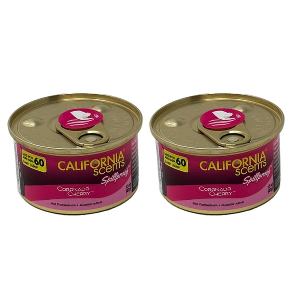 Ambientadores Orgánicos a Prueba de Derrames California Scents, Lata de 45 ml, (2 Paquetes, Cereza Coronado)