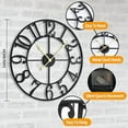 thumbnail image 3 of Large Wall Clock, 16" Silent Non-Ticking, Battery Operated, Oversized, Decorative Retro Black Metal Clock for Living Room,Farmhouse, Dinner Room,Indoor, Outdoor Decor(40cm, Black Arabic Number), 3 of 7