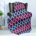 thumbnail image 4 of Navy and Blush Soft Flannel Fleece Blanket, Geometrical Diamond Line Pattern Retro Nostalgic Psychedelic Design, Cozy Plush for Indoor and Outdoor Use, 60" x 80", Magenta Purple Blue, by Ambesonne, 4 of 5