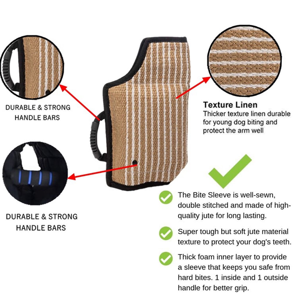 ZPAQI Strong Jute Dog Bite Sleeve Tug Work Puppy Training Playing Chewing Toy Hand Glove for Training Schutzhund K9 Rottweiler