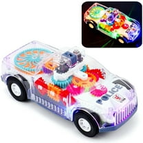 Juuar Transparent Light-up Police Car Toy, Electric Vehicle Toys with Flashing Lights & Music, Fun Toy Cars for Toddlers Ages 3 