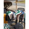 thumbnail image 5 of Outdoor Tablecloths with Umbrella Hole & Zipper, Green Blue Brown Moire 54x54 Inch Square Tablecloths, Modern Abstract Art Waterproof Table Cloth, Patio/Pool/Picnic Table Covers, 5 of 8