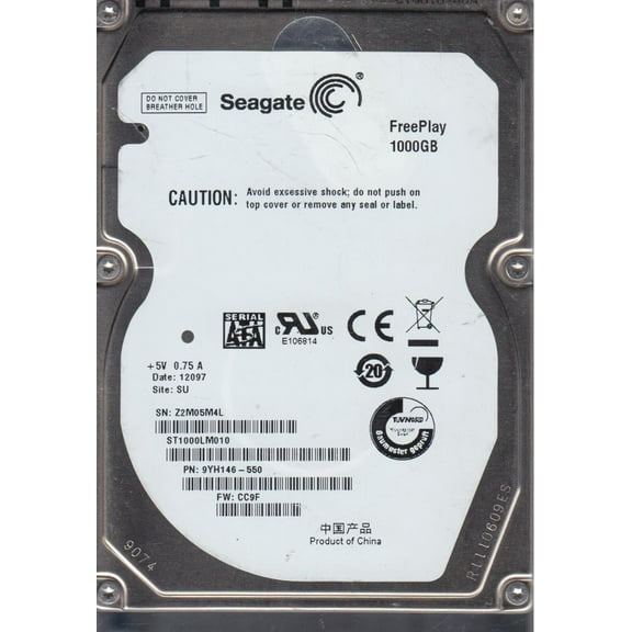 ST1000LM010, Z2M, SU, PN 9YH146-550, FW CC9F, Seagate 1TB SATA 2.5 Hard Drive
