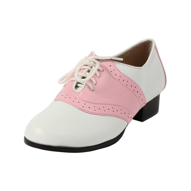 Pink and white saddle shoes