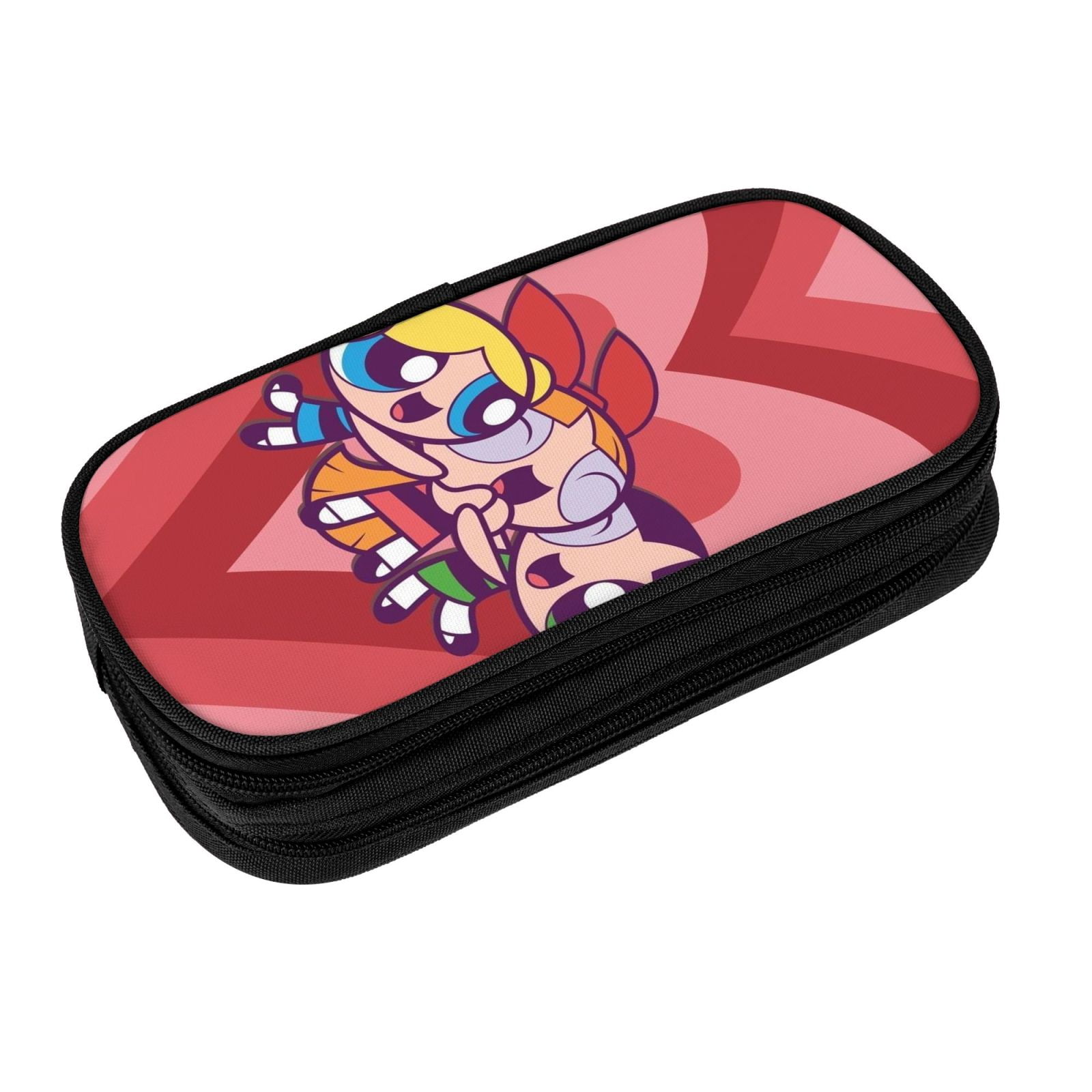 The Powerpuff Gi-rls Pencil Case Large Capacity Pencil Pouch Pen Bag Office Stationery Organizer Travel Makeup Bag Black