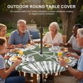 thumbnail image 3 of Round Outdoor Tablecloth with Umbrella Hole and Zipper, Dark Green Coastal Tablecloth with Elastic Waterproof, Conch Nautical Summer Starfish Shell Coral Patio Table Covers for 55" - 60" Pool Tables, 3 of 9