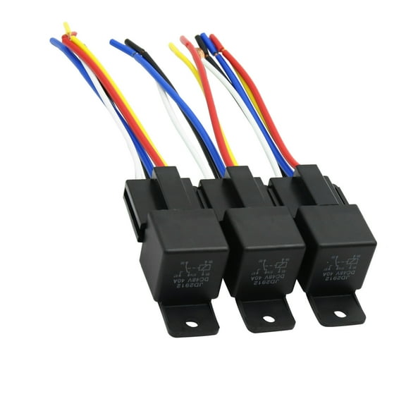 Waterproof DC 48V 40A SPDT Automotive Car Relay 5 Pin 5 Wires w/ Harness Socket 3pcs