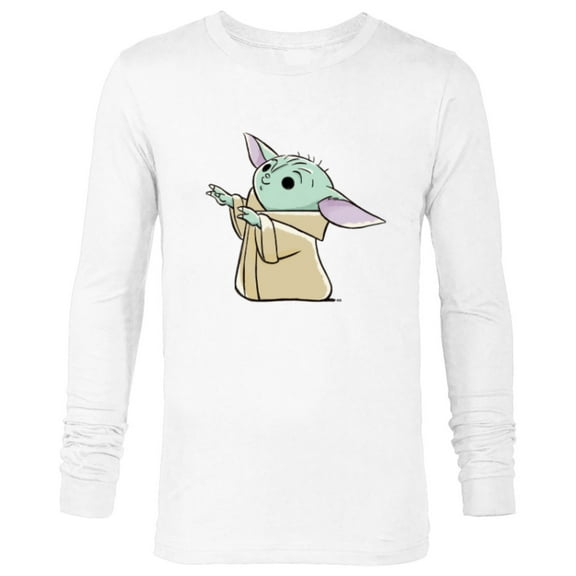 Star Wars The Mandalorian Grogu Watercolor - Long Sleeve T-Shirt for Men - Customized-White