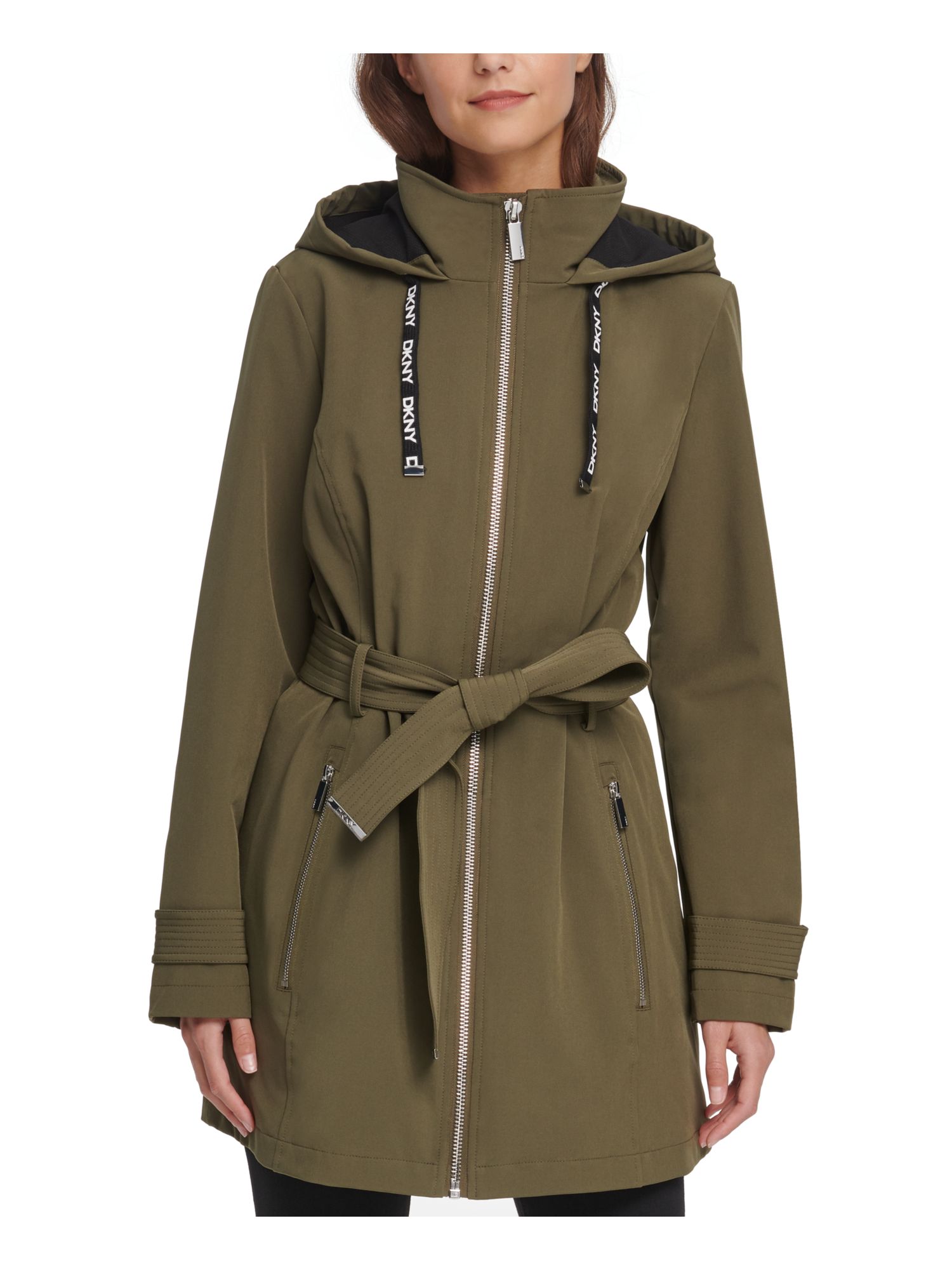 DKNY Womens Green Pocketed Zippered 