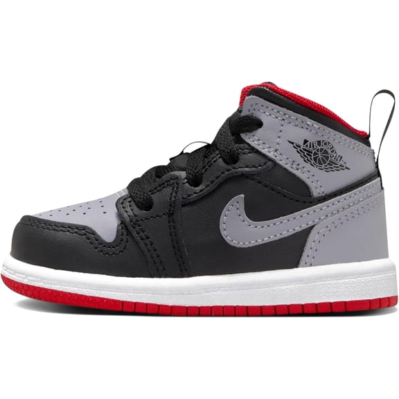 Toddler's Jordan 1 Mid Black/Cement Grey-Fire Red (DQ8425 006) - 4